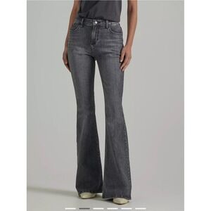 Lee Legendary Flare Jeans Womens 22W Medium Washed Black High Rise Stretch Denim